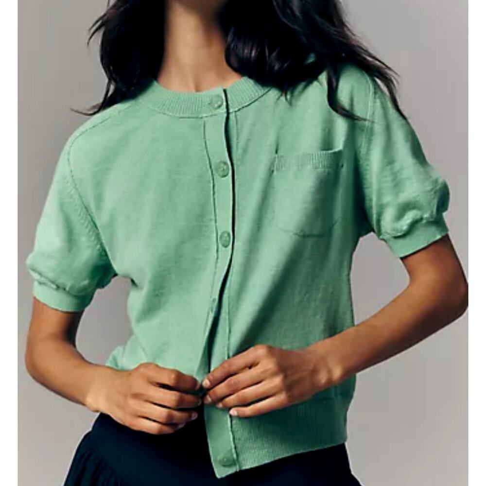 Anthropologie Maeve NEW Short -Sleeve Crew-Neck Cardigan Sweater Size XS - Picture 2 of 10